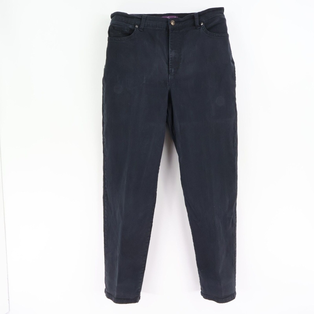 Gloria Vanderbilt Jeans Straight Leg High Rise Womens Sz 14 Very Dark Blue Denim